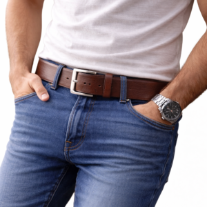 Ceinture en cuir véritable pour homme – Boucle métallique classique
