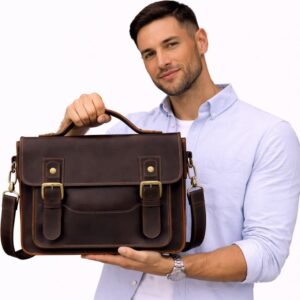 Sac à bandoulière vintage en cuir véritable pour homme